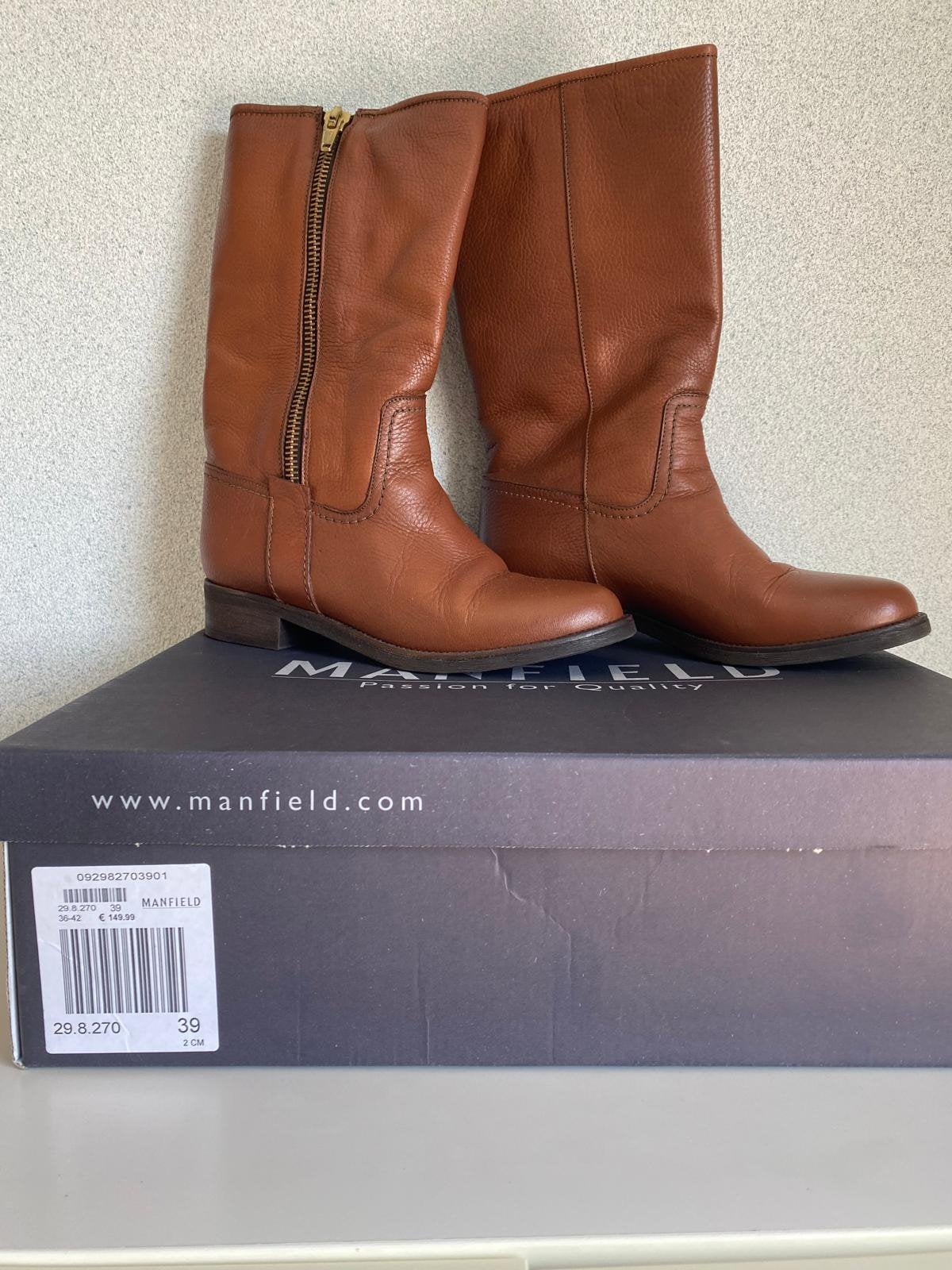 Manfield bruine laarzen, Ophalen, Zo goed als nieuw, Bruin, Hoge laarzen