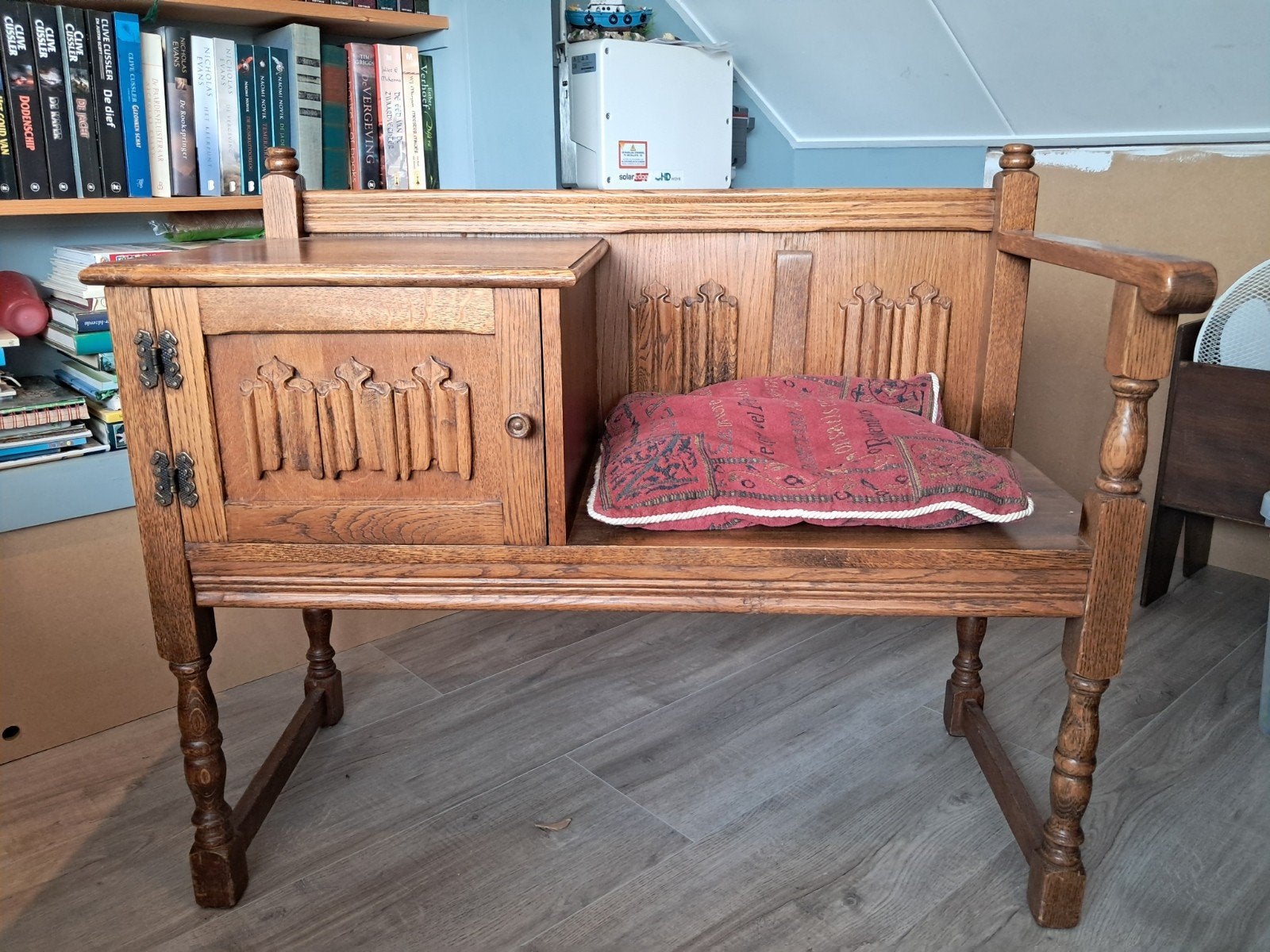 Antiek Telefoonbankje - Eikenhout - Zeer Goede Staat, Antiek en Kunst, Antiek | Meubels | Stoelen en Banken, Ophalen