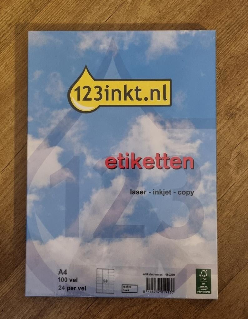 Universele etiketten 70 x 36 mm - 123inkt - Nieuw en geseald, Ophalen of Verzenden, Nieuw