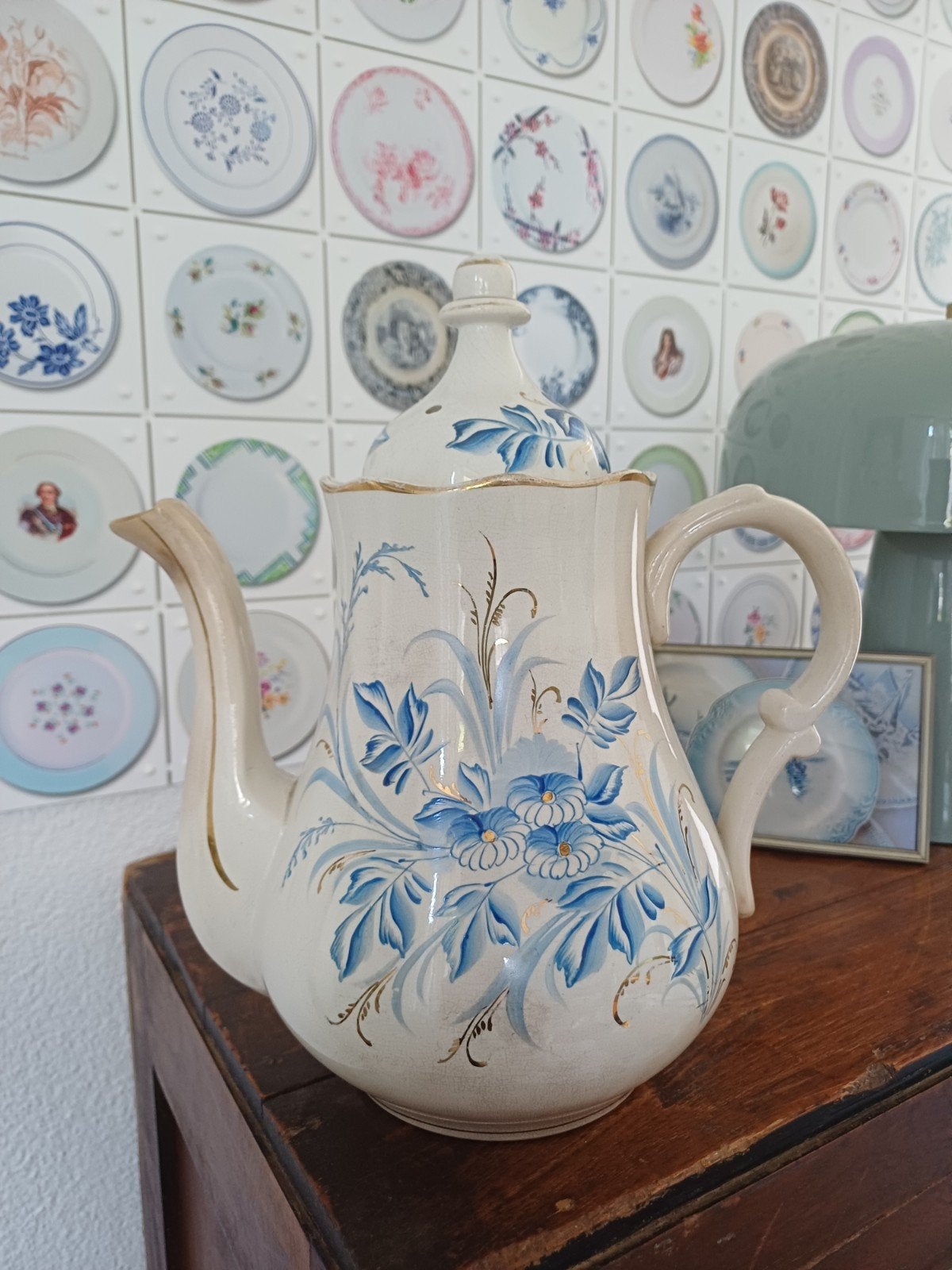 Antieke theepot, begin 20e eeuw - 27 cm hoog, Ophalen of Verzenden