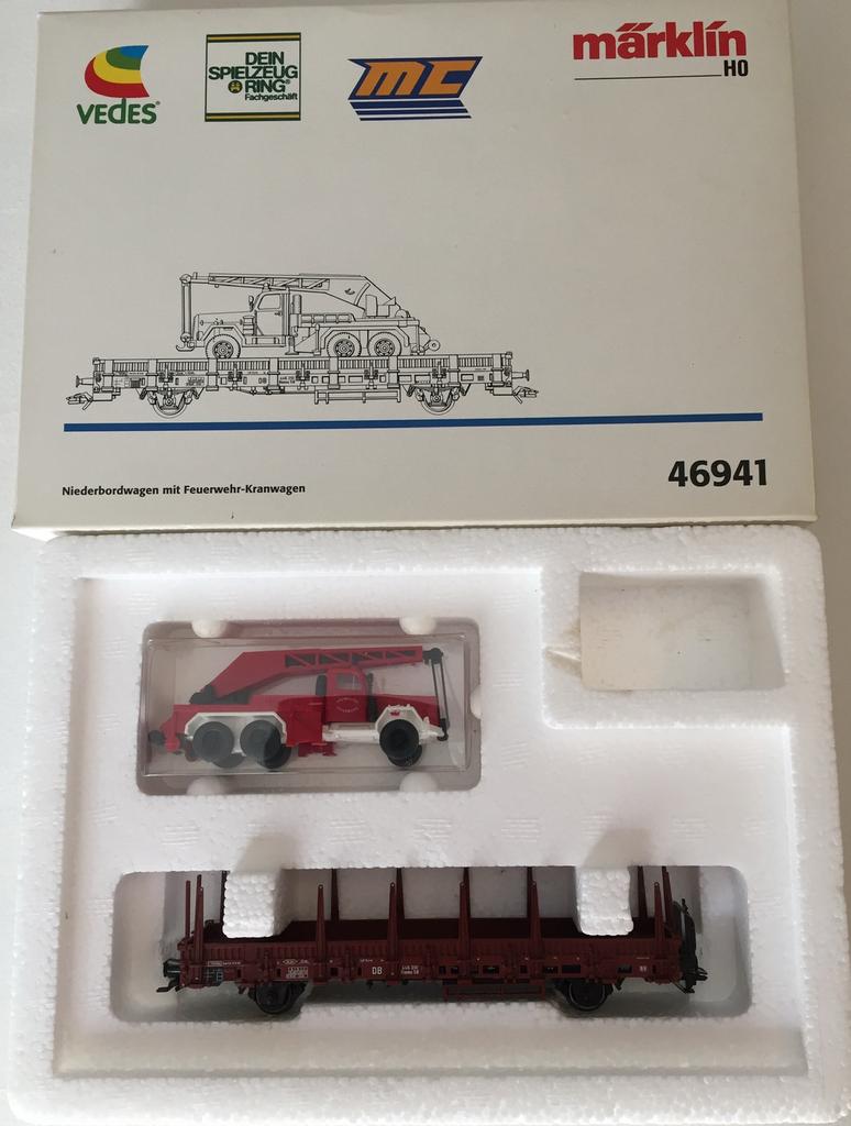Märklin DB rongenwagon met brandweerwagon, Wisselstroom, Ophalen of Verzenden, Märklin, Nieuw