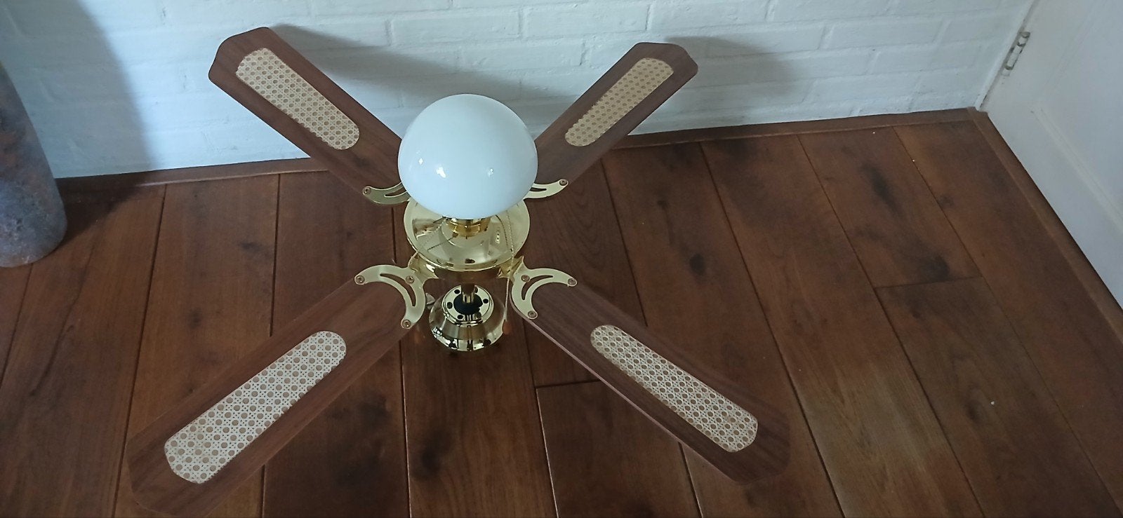 Plafondlamp met ventilator, Ophalen, E27 (groot), Zo goed als nieuw, Plafondlamp