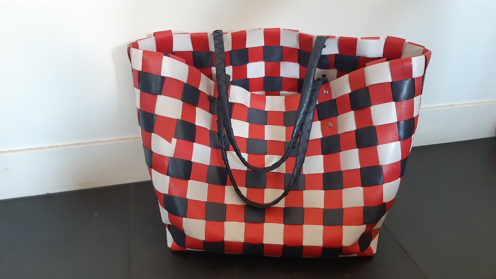 Grote shopper rood wit zwart geruit, Ophalen of Verzenden, Nieuw, Rood, Shopper