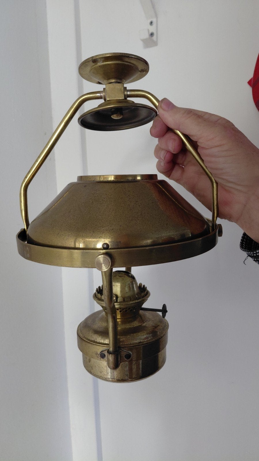 Antieke messing olielamp / hanglamp, Ophalen of Verzenden