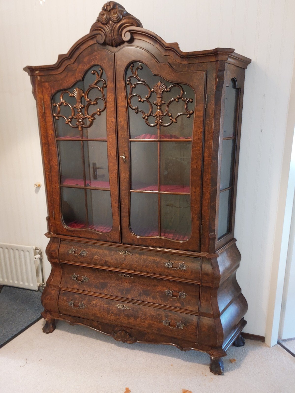 Mooie antieke glazenkast, Ophalen, 25 tot 50 cm, Minder dan 100 cm