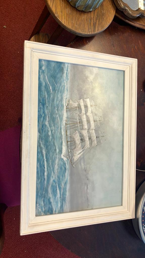 Schip op zee schilderij, Ophalen