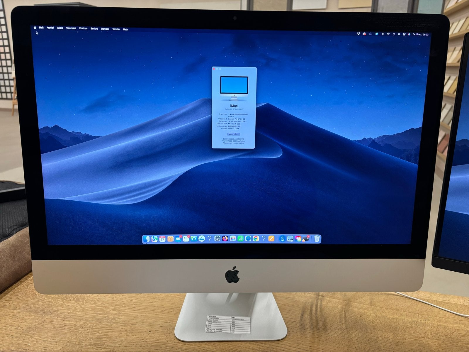 Apple iMac 27 inch (2017) - Zo goed als nieuw, Ophalen, 8 GB, IMac, Zo goed als nieuw