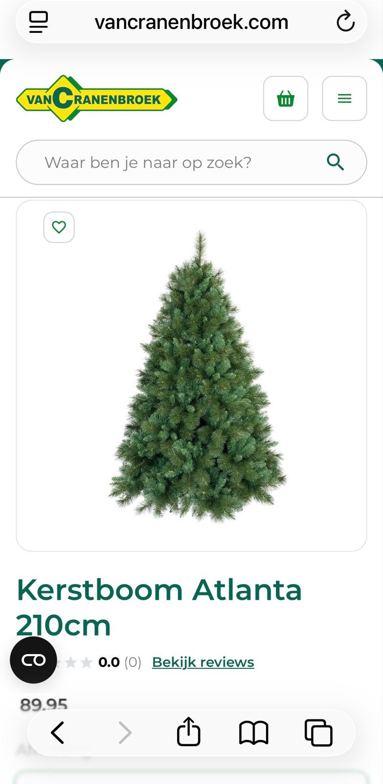 Kerstboom 210cm, Ophalen, Zo goed als nieuw
