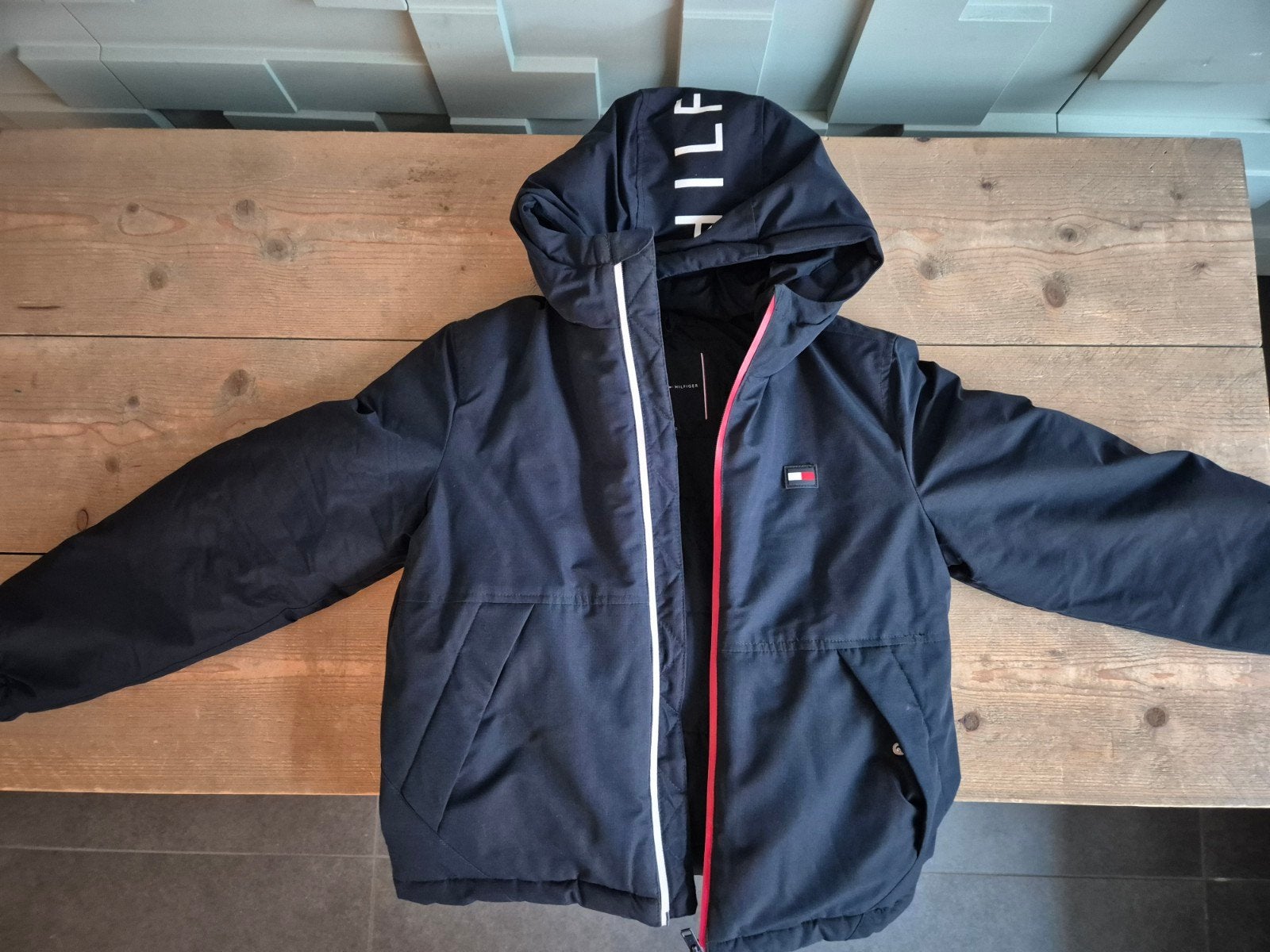 Tommy Hilfiger winterjas donkerblauw maat 140, Ophalen, Gebruikt, Jongen of Meisje, Tommy Hilfiger