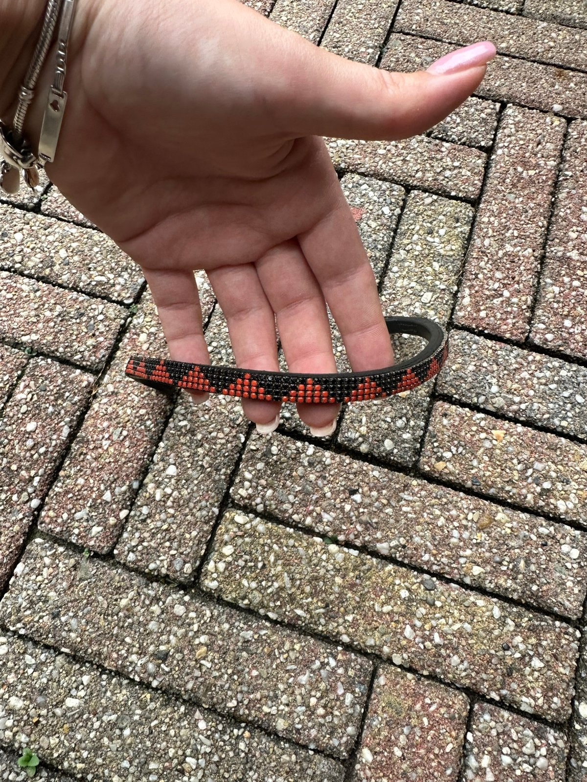 Luxe frontriem met strass – Zwart/rood, Ophalen of Verzenden, Gebruikt, Oranje, Frontriem