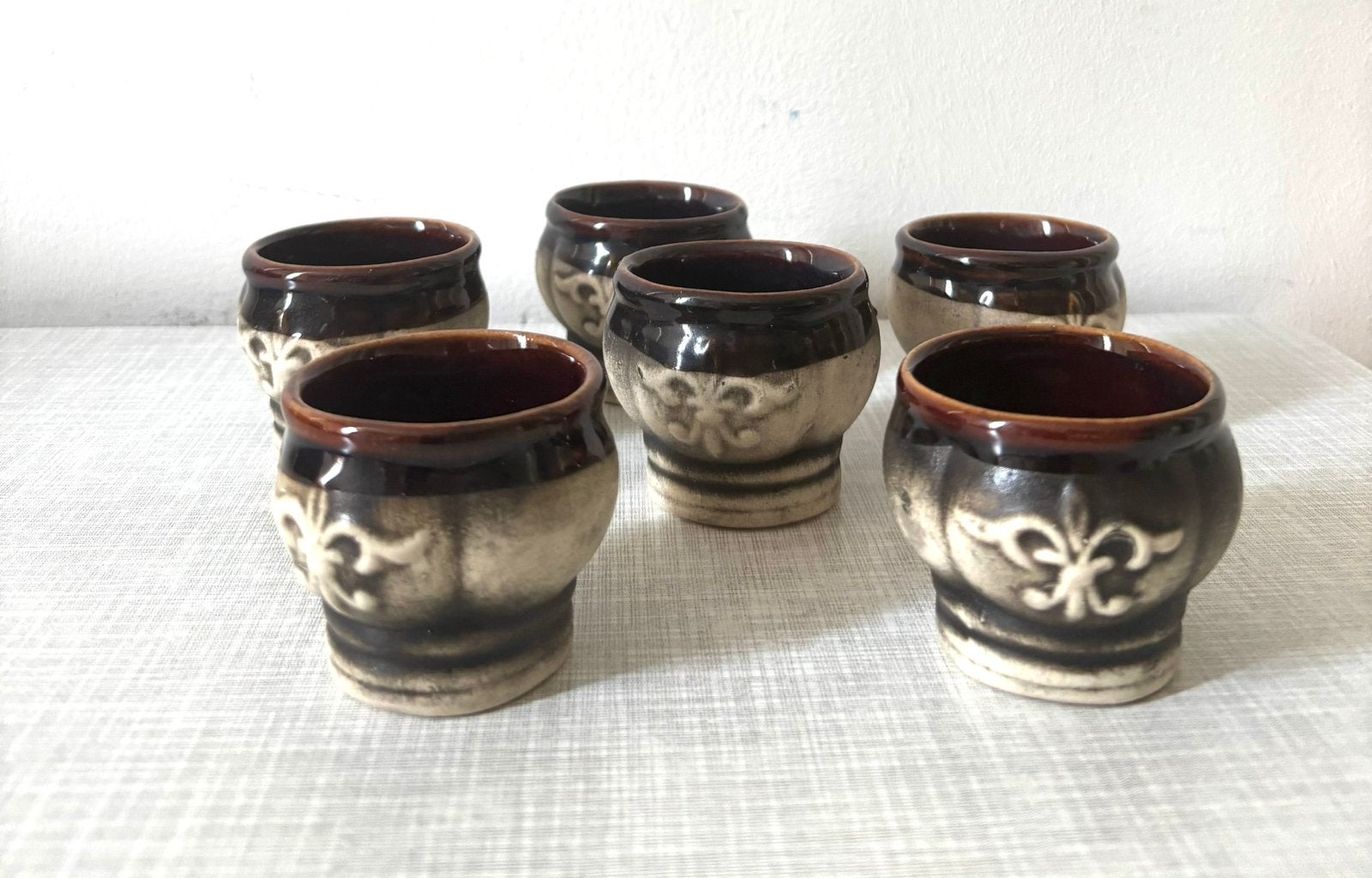 Vintage ( Strehla) 6x Kruidenboter Pesto eierpotjes etc., Ophalen of Verzenden
