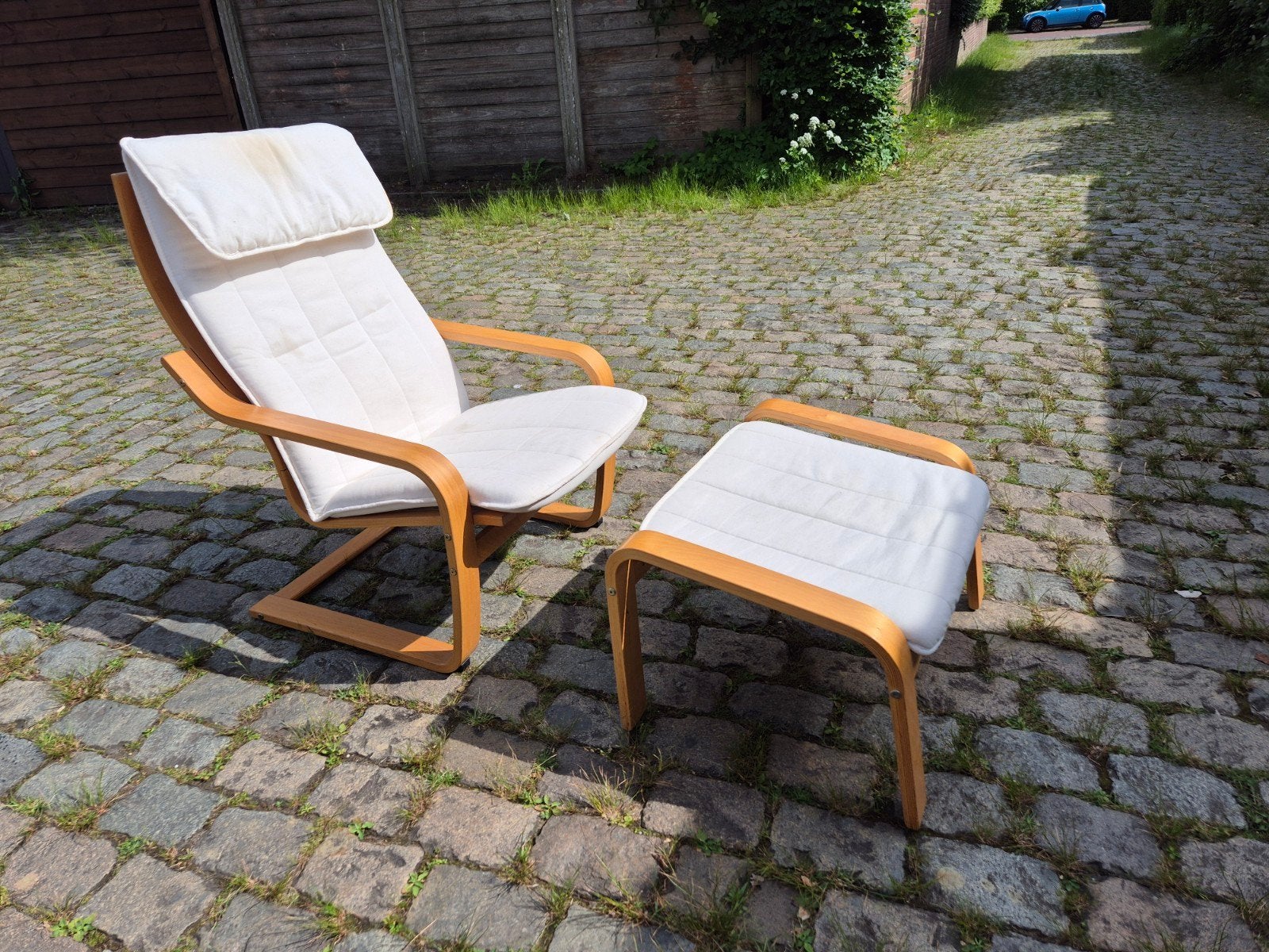 Ikea stoel poang met voetenbankje, Ophalen of Verzenden, Gebruikt, 75 tot 100 cm