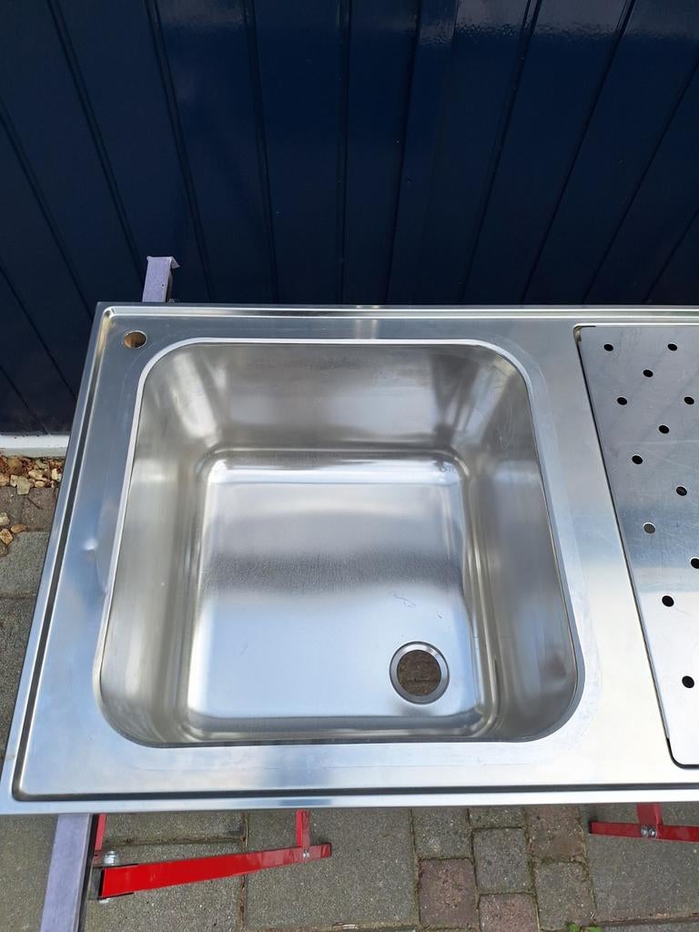 RVS lekblad met spoelbak 110x50 tapblad biertap mancave bar, Ophalen, Zo goed als nieuw, Overige merken