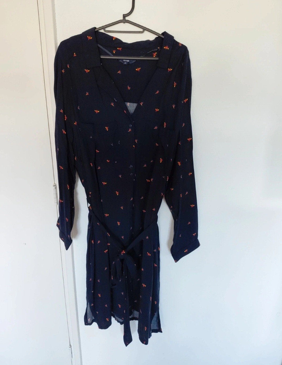 Kiabi jurk met vogelprint, maat 46, Blauw, Maat 46/48 (XL) of groter, Ophalen of Verzenden, Zo goed als nieuw