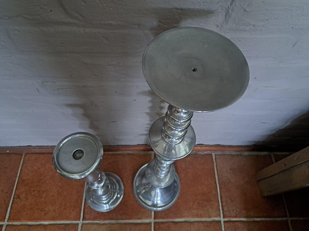 Vloerkandelaar x2, Gebruikt, Ophalen of Verzenden, Metaal, Kandelaar