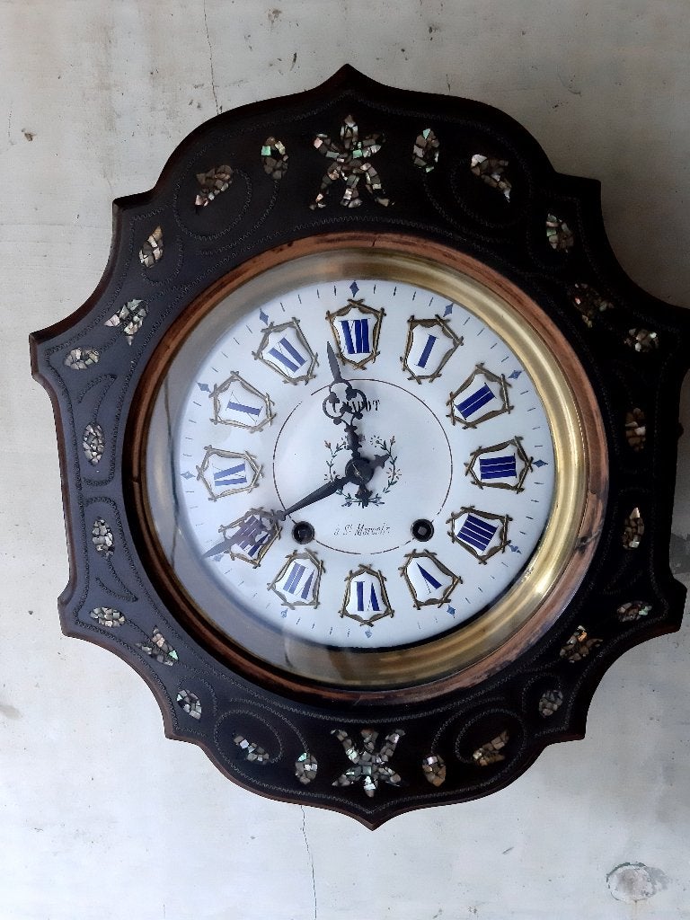 Antieke franse schoolklok,mini comtoise, Antiek en Kunst, Ophalen of Verzenden