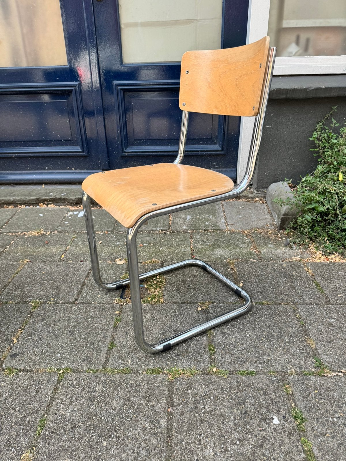 Vintage Gispen stijl slede stoel Tubax, Huis en Inrichting, Ophalen, Zo goed als nieuw, Eén