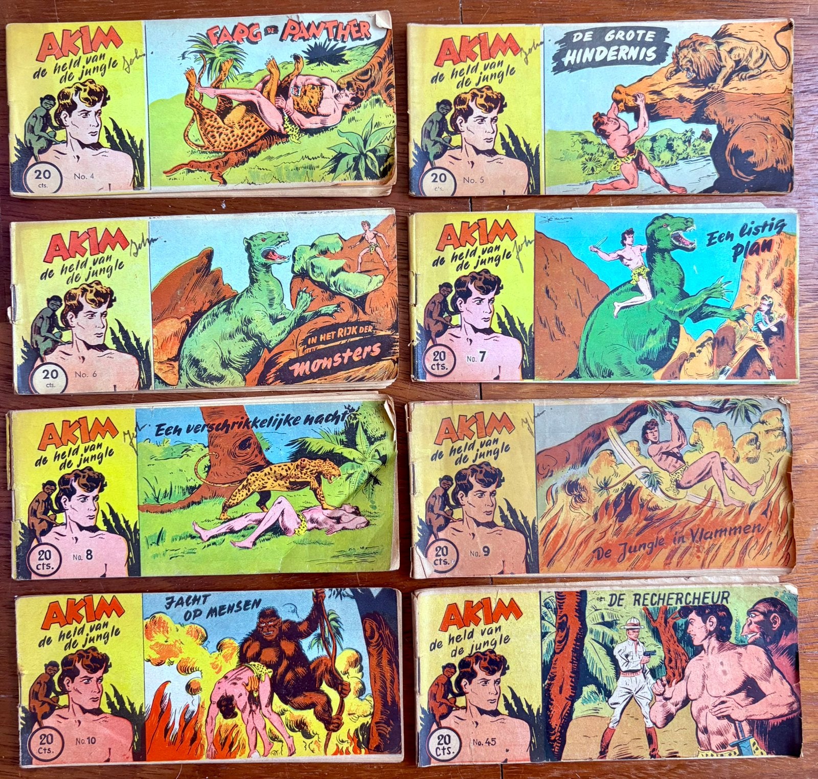 8x Akim De held van de jungle, Meerdere stripboeken, Ophalen of Verzenden, Gelezen