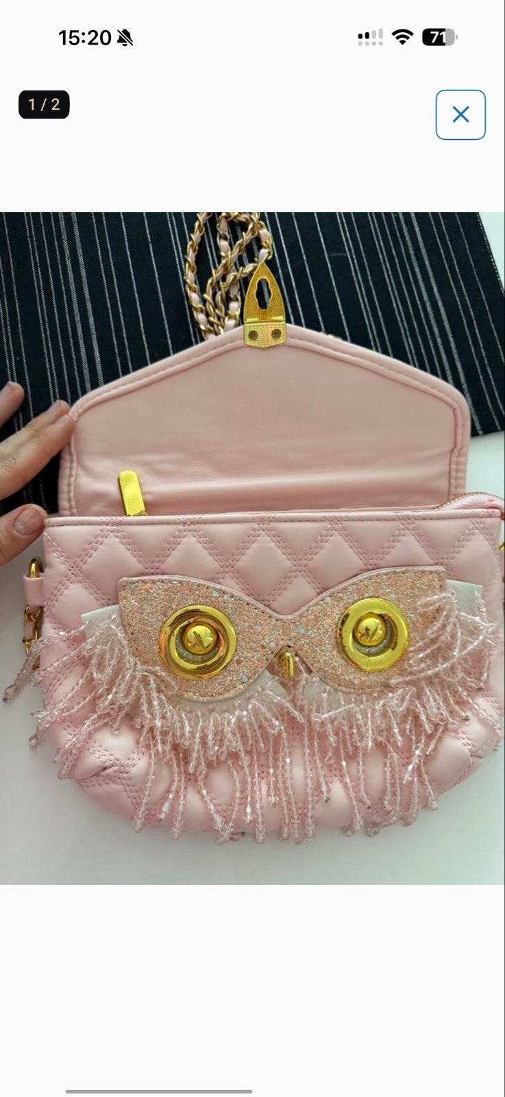 Roze Uil Avondtasje met Gouden Details, Ophalen of Verzenden, Zo goed als nieuw, Roze, Avondtasje