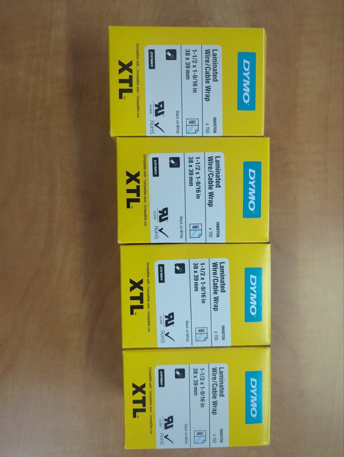 DYMO XTL Gelamineerde Draad/Kabel Wikkel Labels Zwart op Wit, Ophalen, Nieuw, Etiket, DYMO