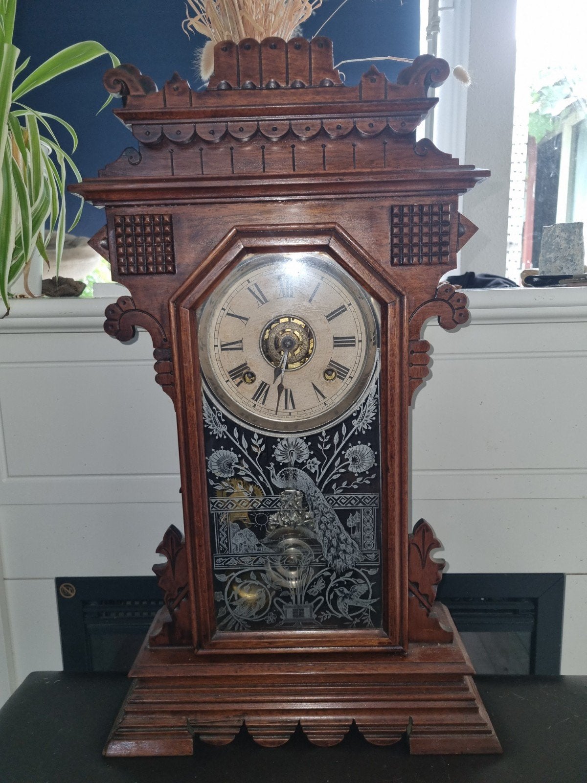 Mooie gingerbread'- of 'kitchen clock' uit late 19e eeuw, Ophalen