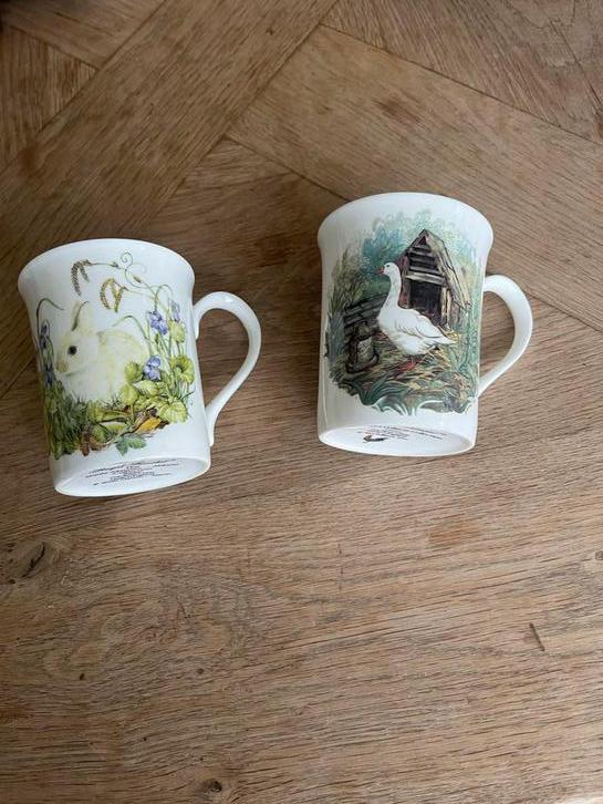 Twee Royal Kendal mokken, Fine Bone China, Gebruikt, Ophalen of Verzenden, Overige stijlen, Kop(pen) en/of Schotel(s)