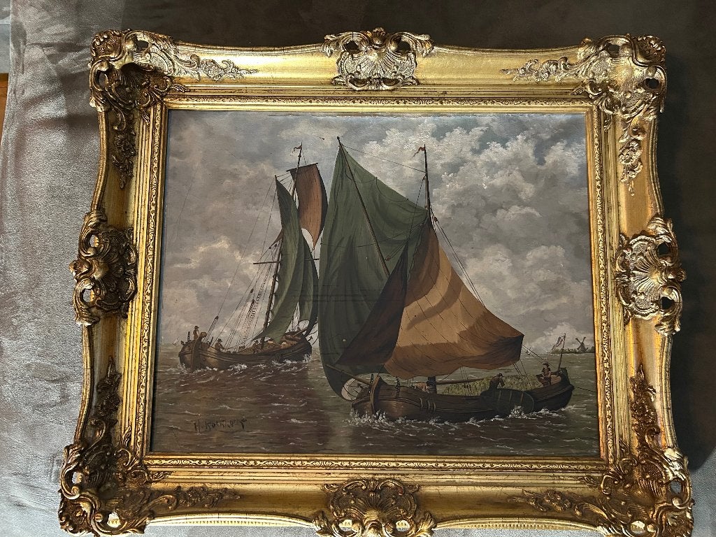 Oud schilderij H.Koekkoek, Ophalen, Gesigneerd, Doek
