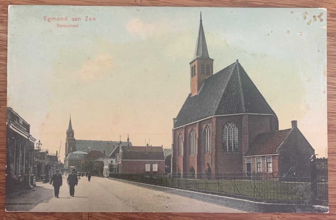 Oude Ansichtkaart Egmond aan Zee - Dorpsstraat, Ophalen of Verzenden, Voor 1920, Ongelopen, Noord-Holland