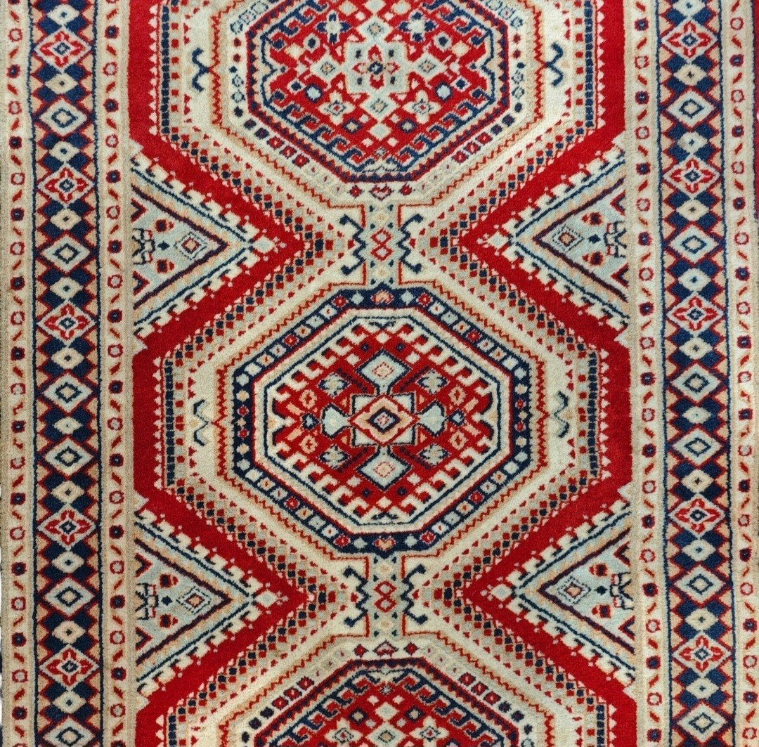 Vintage oosters wol vloerkleed medallion Kazak rood 91x170cm, Www.hypepopup.nl, 150 tot 200 cm, Www.hypepopup.nl, Rechthoekig