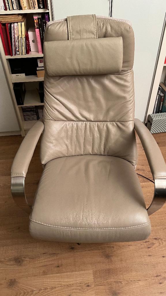 Elektrische Relaxfauteuil Prominent Humberto Taupe L, Ophalen, Gebruikt, Minder dan 75 cm, Leer