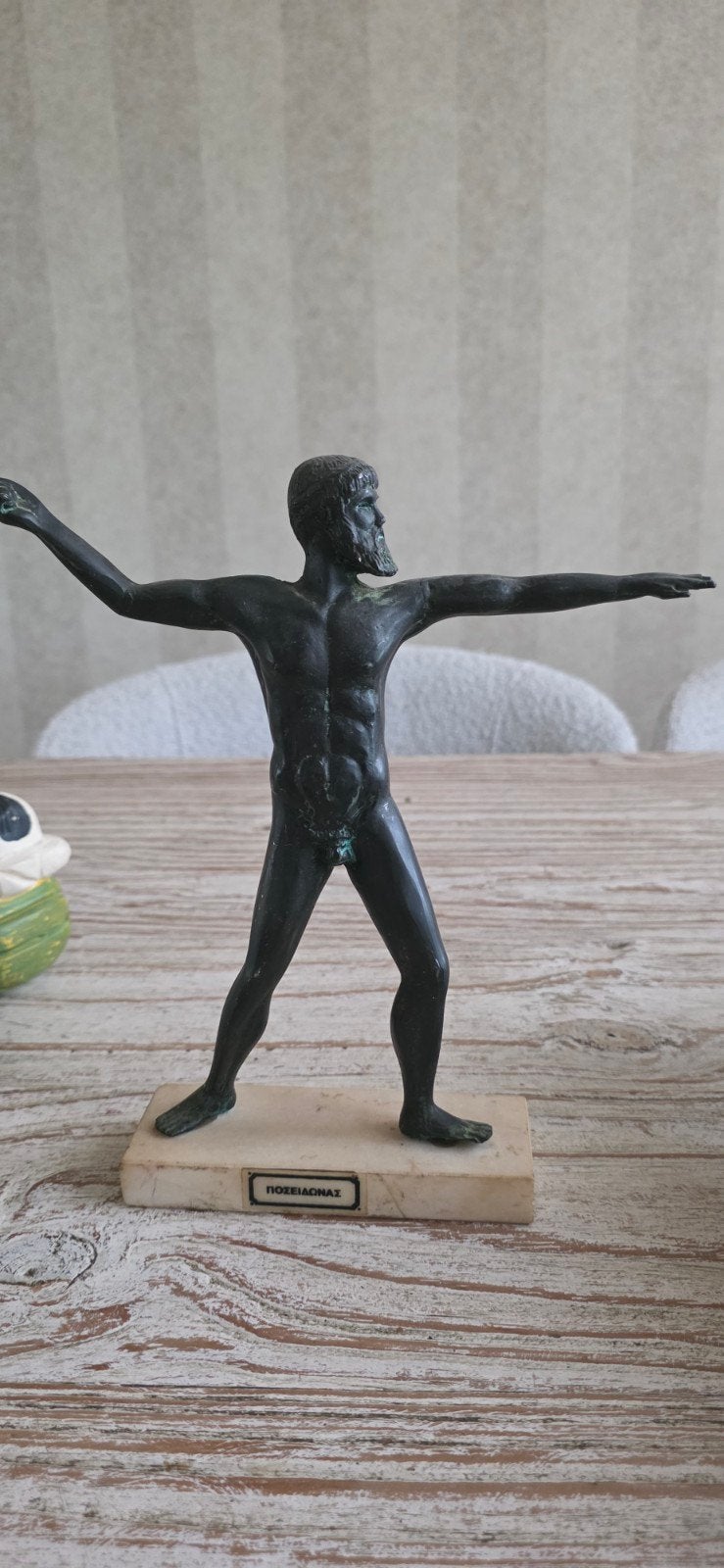 Bronzen beeld van Poseidon, Griekse mythologie, Antiek en Kunst, Kunst | Beelden en Houtsnijwerken, Minder dan 20 cm, Gepatineerd