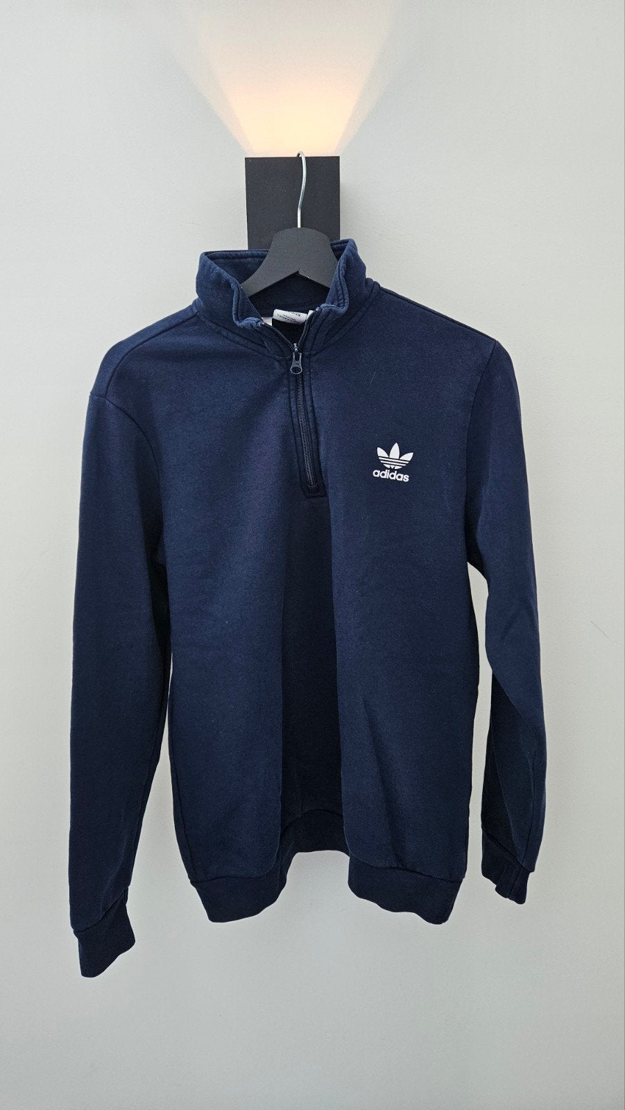 Adidas Trefoil Half Zip Sweater Donkerblauw Maat 176 (XL), Blauw, Ophalen of Verzenden, Zo goed als nieuw, Adidas