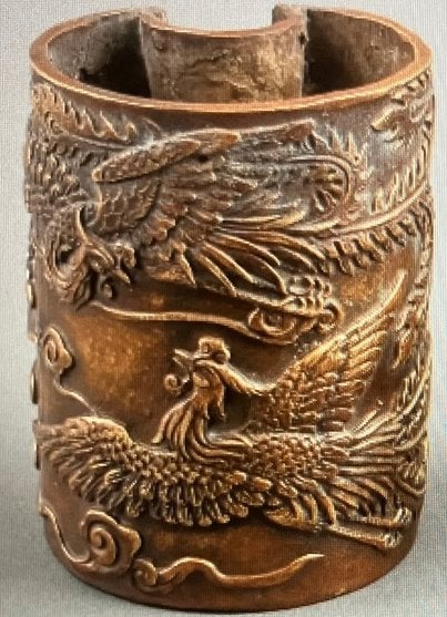 Chinese maanvormige brons metalen vaas drakendecor ca. 1920, Verzenden, Brons