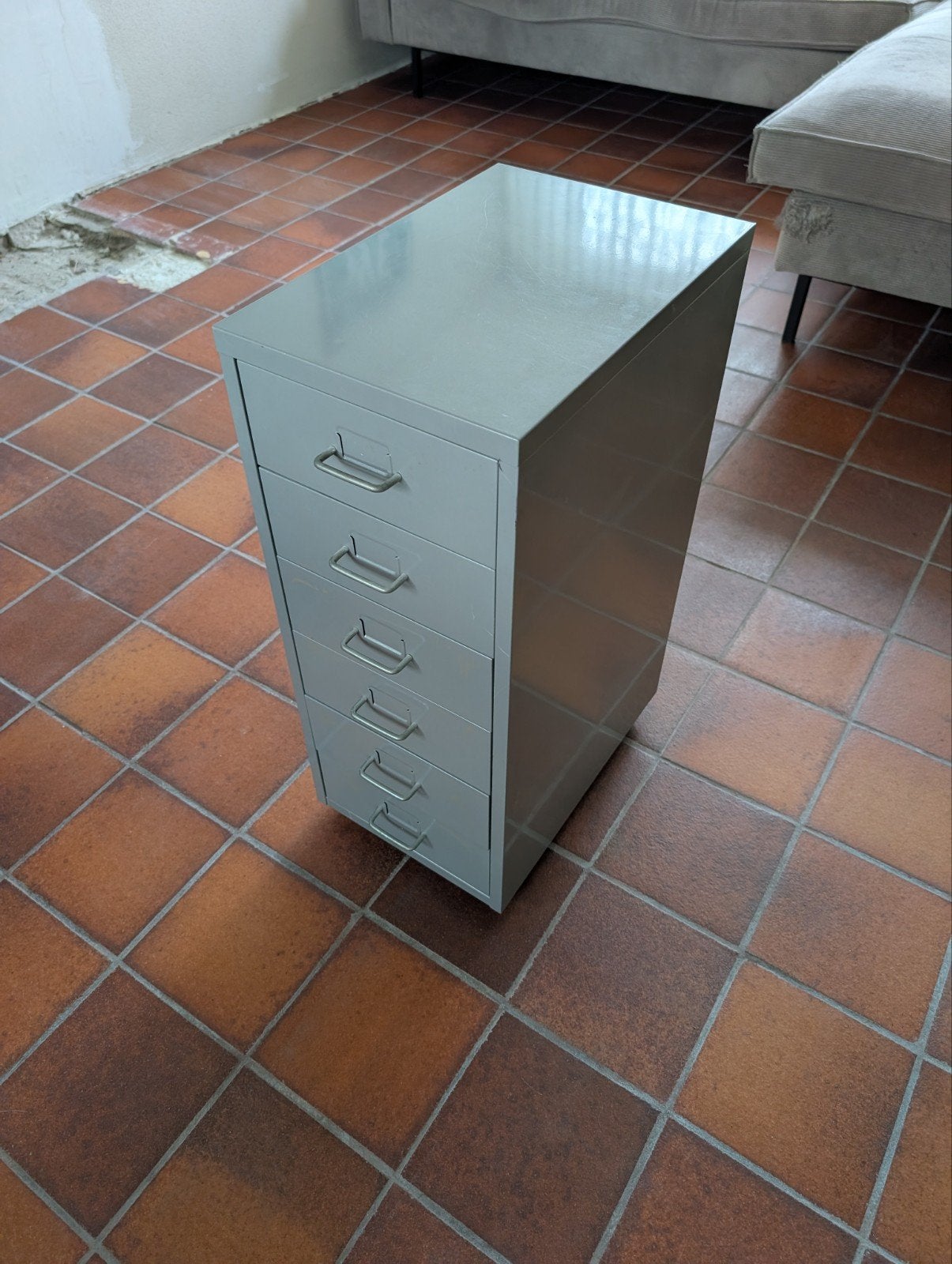 IKEA Helmer - Metalen ladekast met 5 laden - Grijs, Ophalen, Minder dan 50 cm, Gebruikt, 5 laden of meer