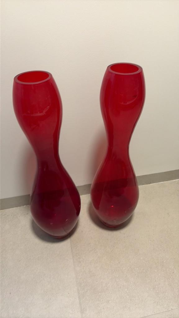 Rode vazen 2 stuks, Ophalen, Gebruikt, Overige kleuren, Glas
