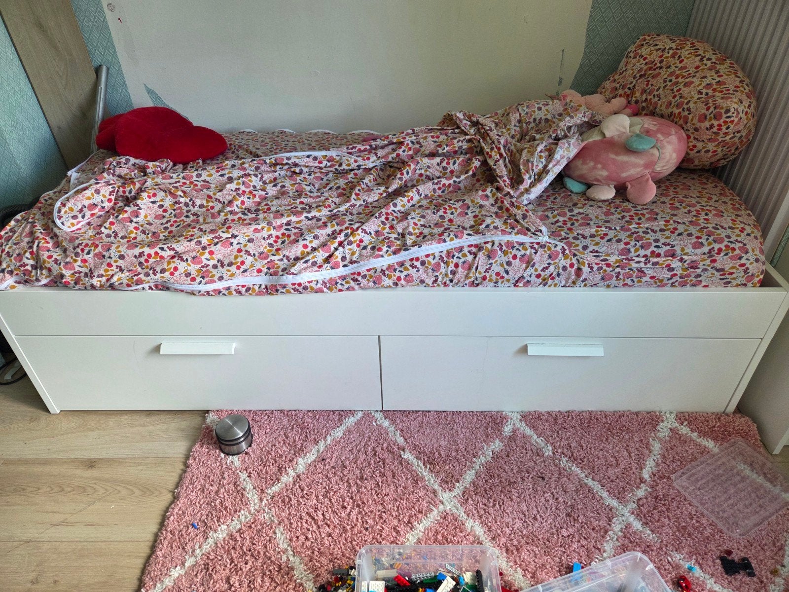 Eenpersoonsbed met opberglades, Ophalen, Gebruikt, 90 cm, Eenpersoons