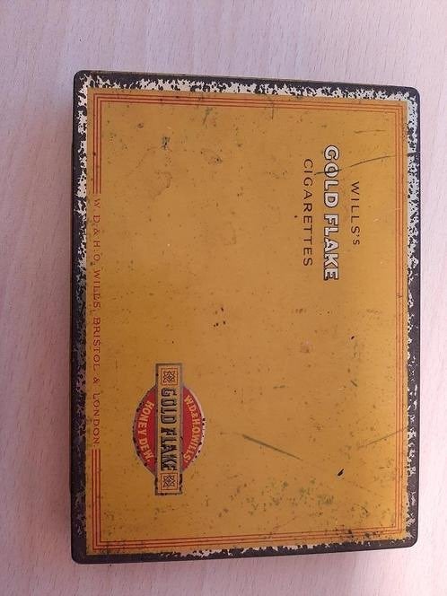 Oud sigarettenblikje will's gold flake cigarettes, Verzenden, Gebruikt, Overige
