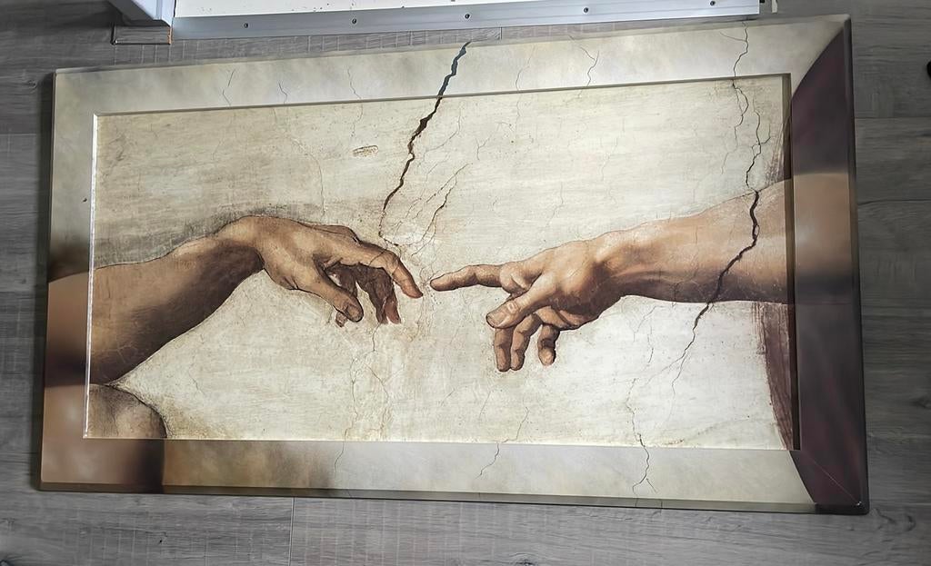 Schilderij  michelangelo buonarroti hand of god, Ophalen, Gebruikt