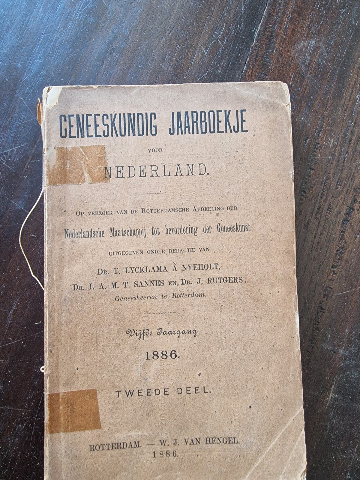 Geneeskundig Jaarboekje voor Nederland 1886, Ophalen of Verzenden, Dr. T. Lycklama à Nijeholt, Dr. I.A.M.T. Sannes, Dr. J. Rutgers