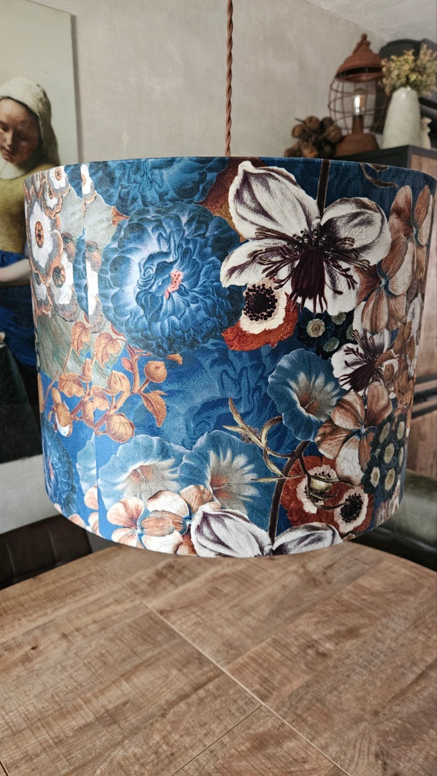 Light en living bloom bloemen lampenkap 40x30, Ophalen, Zo goed als nieuw, Wit, Rond