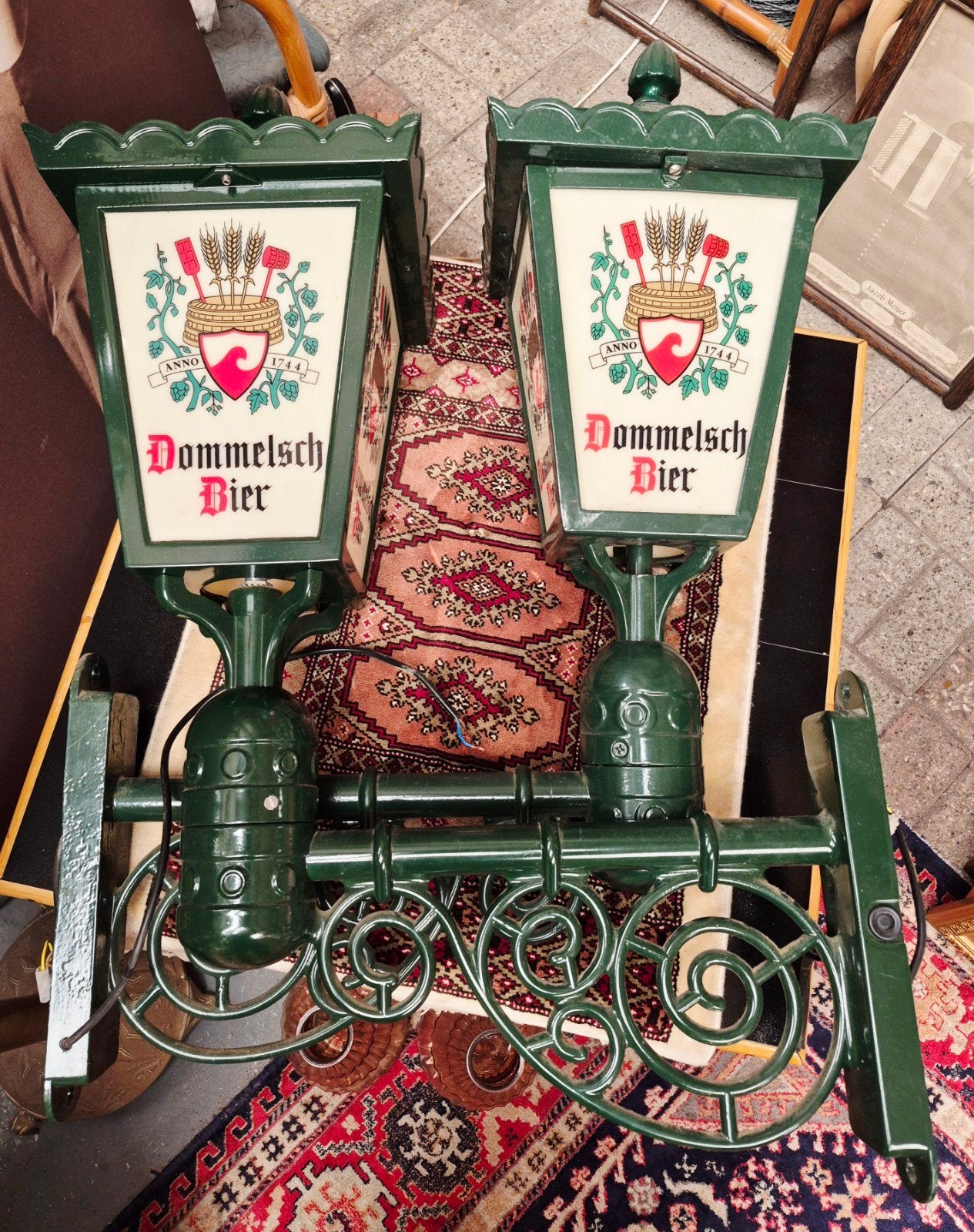 Set van 2 gietijzeren (buiten)lantaarns Dommelsch bier, Ophalen, Zo goed als nieuw, Overige typen, Dommelsch