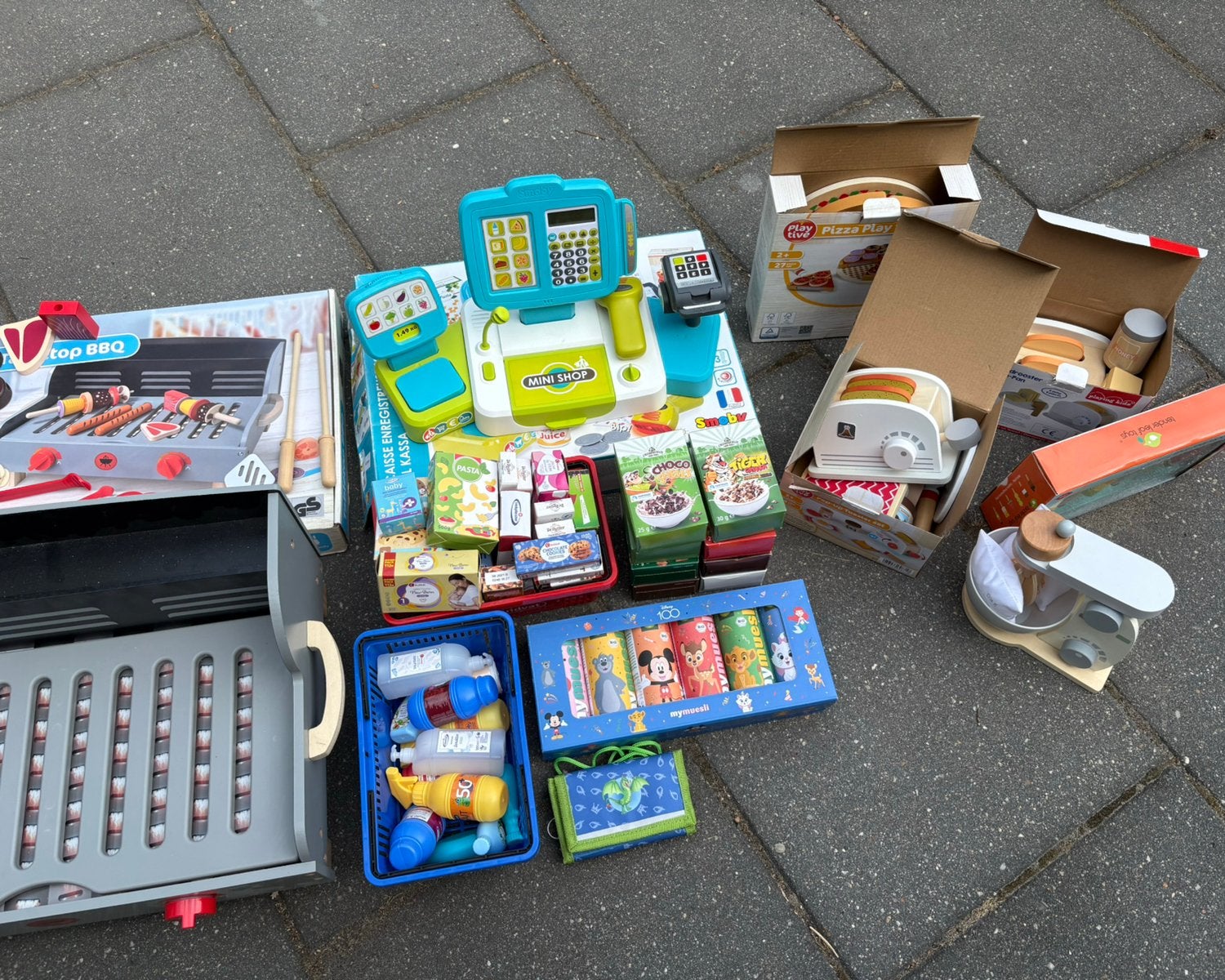 Grote set speelgoed: kassa/winkel, keukenapparatuur, etc.!, Kinderen en Baby's, Ophalen of Verzenden, Gebruikt, Hout, Speelkeuken-accessoire