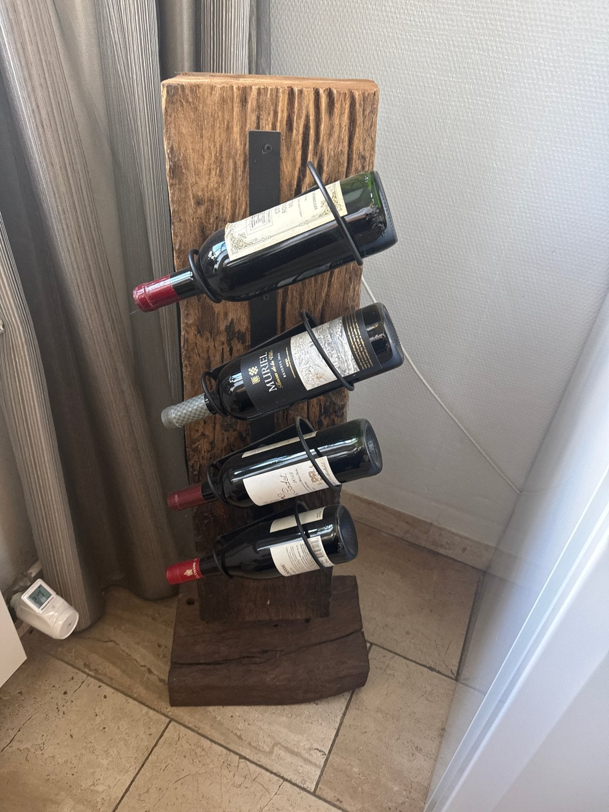 Wijnrek van hout voor 4 flessen - 100cm hoog, Ophalen, Zo goed als nieuw, Minder dan 5 flessen, 75 – 100