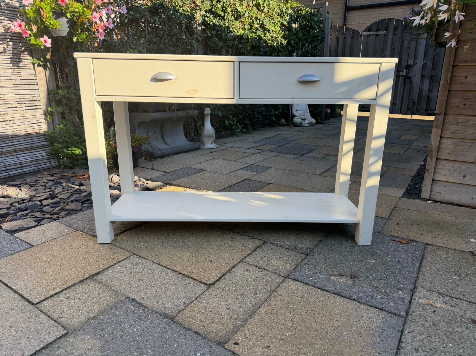 Side table creme wit, Ophalen, Gebruikt, 100 tot 150 cm, 25 tot 50 cm