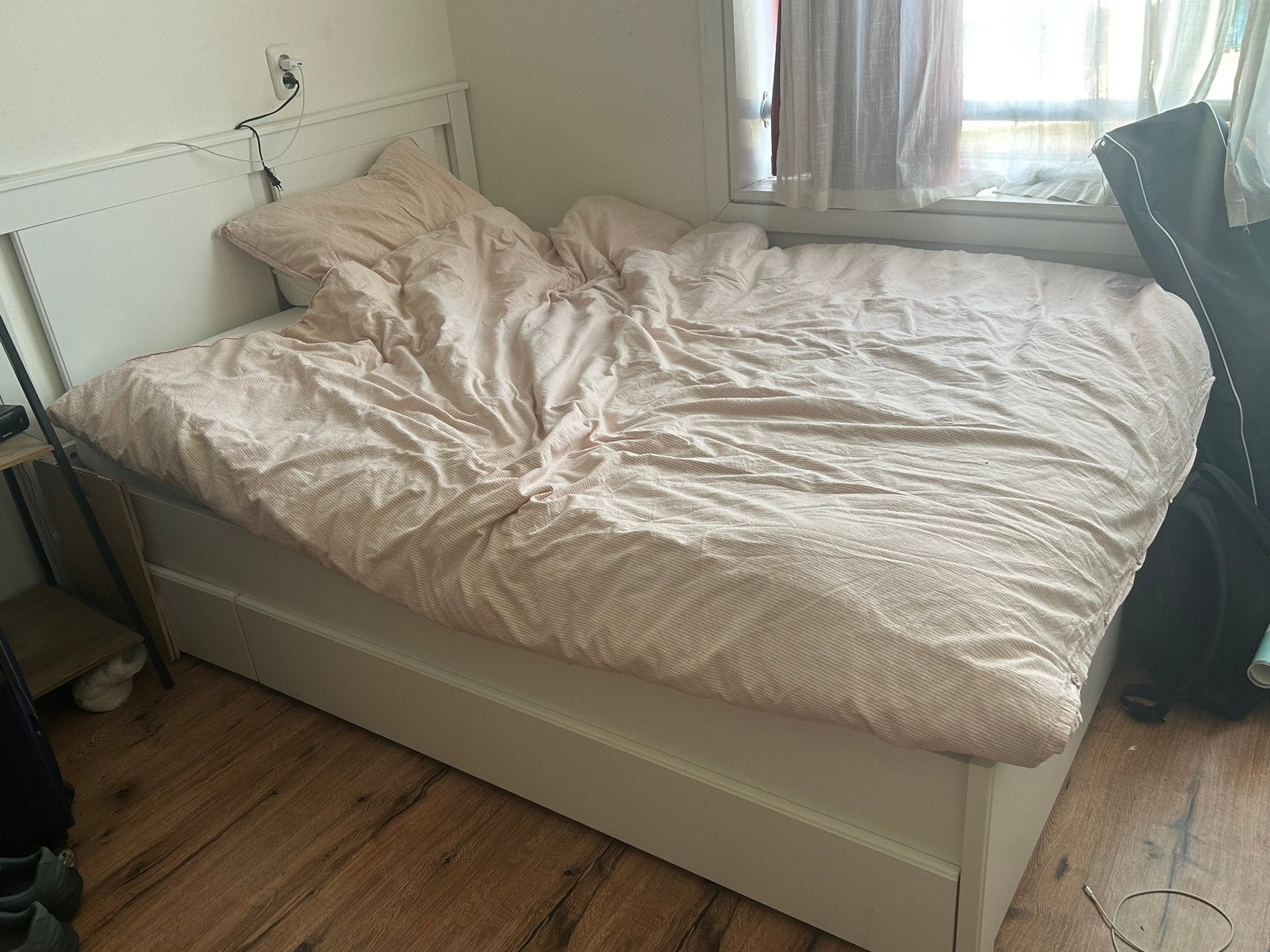 IKEA MALM tweepersoonsbed 160x200 met lades, Ophalen, Wit, Tweepersoons, 140 cm