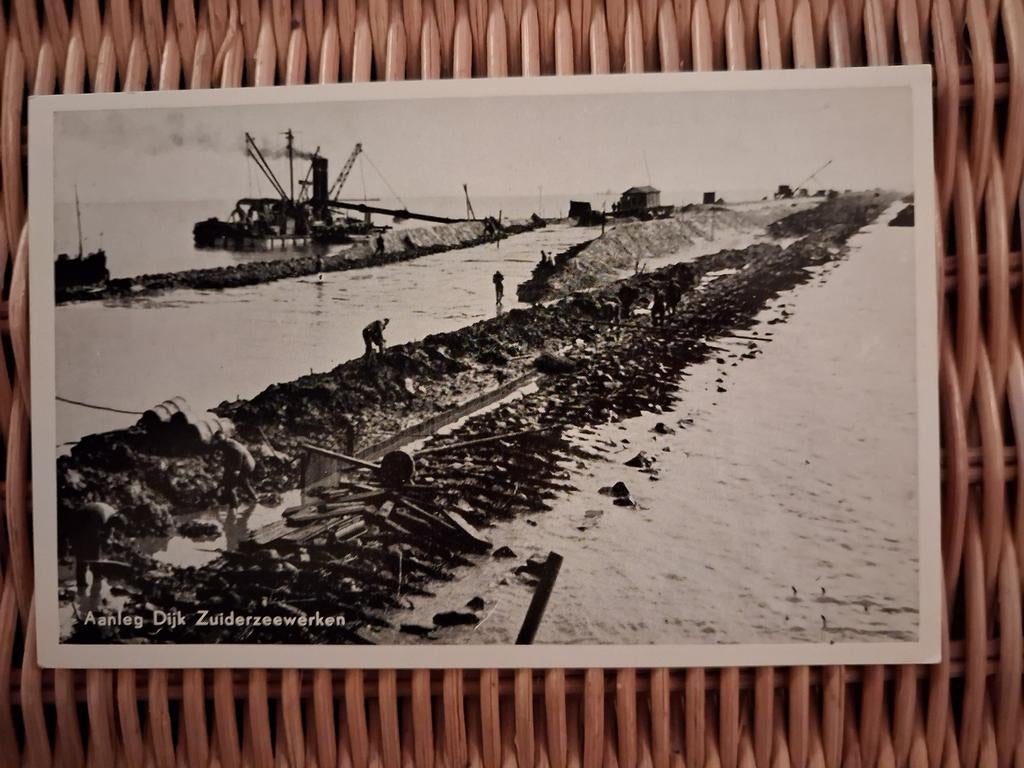 Flevoland  - Aanleg Dijk Zuiderzeewerken, Verzenden, 1940 tot 1960, Ongelopen, Flevoland