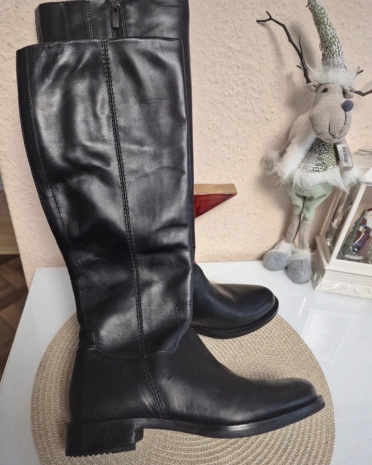 knee-high leather boots EU 39 - ECCO - Maat 39, Hoge laarzen, Zwart, Ophalen of Verzenden, Zo goed als nieuw