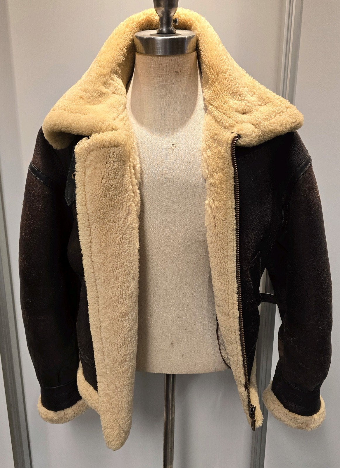 Lammy coat pilotenjas - dames maat L - lamsleer lamsvacht, Ophalen of Verzenden, Gedragen, Maat 42/44 (L), Bruin