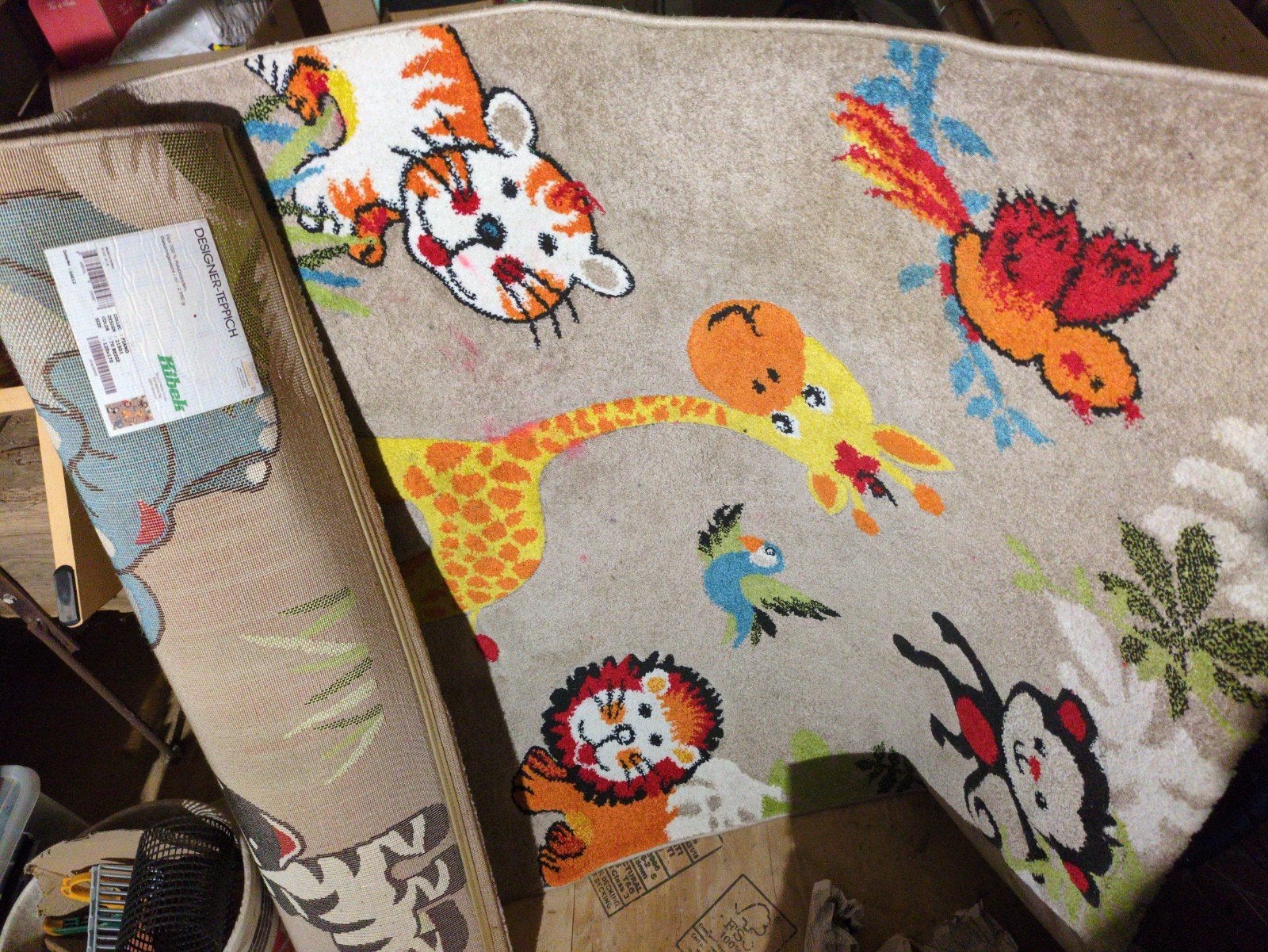 Vrolijk kinder vloerkleed met dieren (120x170 cm), Ophalen, Gebruikt, 100 tot 150 cm, Kindvriendelijk, Speels, Dieren
