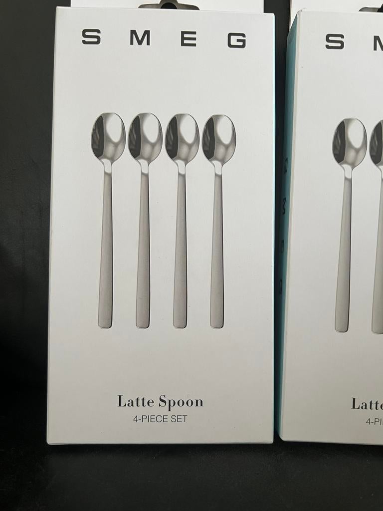 1 doosje Smeg lattelepels, Ophalen, Zo goed als nieuw, Rvs of Chroom, Vaatwasserbestendig